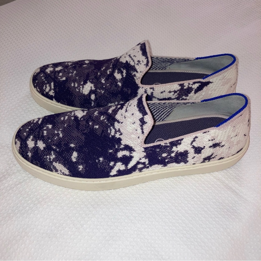 Rothy’s Slip On Flats Sneakers Ocean Iris size 10 Blue White loafer shoe summer